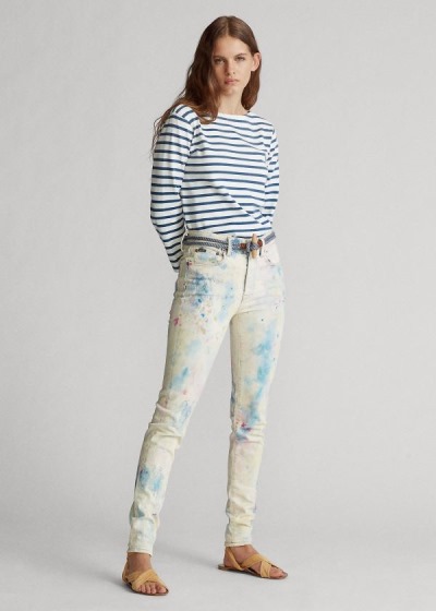 Jeans Polo Ralph Lauren Mujer Blancos Multicolor - Tompkins High-Rise Skinny - DFBAY1359